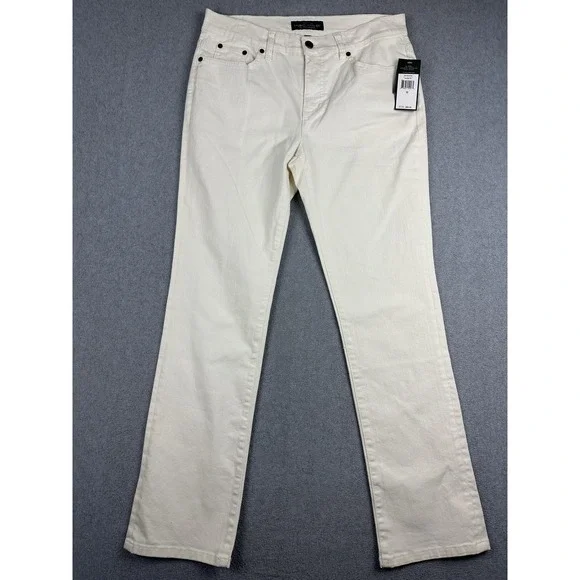 Lauren Jeans Co Ralph Lauren Jeans Womens 10 White Mid Rise Straight Stretch NWT - Picture 1 of 10